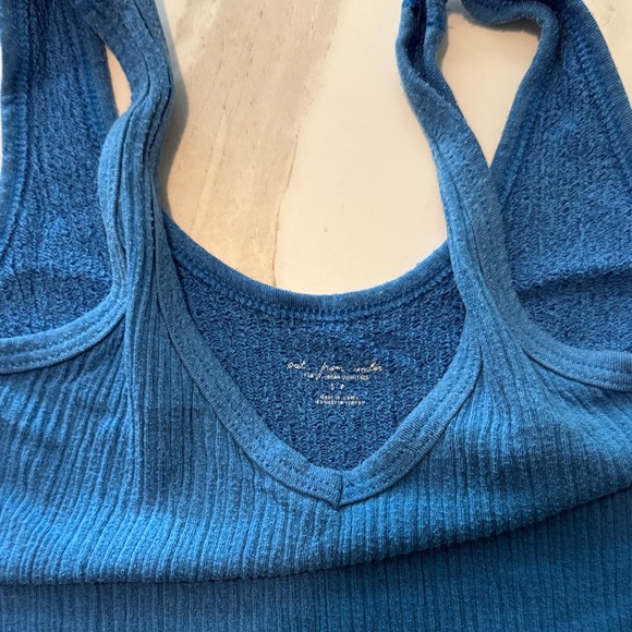 Blue Ribbed Women's Top - Picture 2 of 2